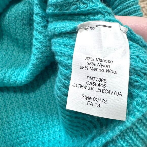 J. Crew waffle knit wool blend sweater in turquoise, size XS - Picture 4 of 6
